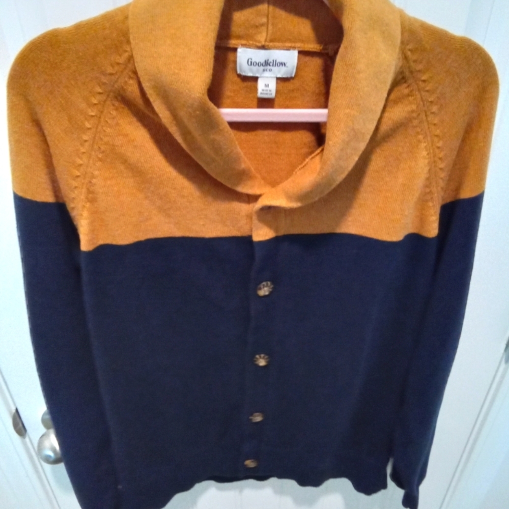 Goodfellow & Co Men's M Two-Tone Sweater - Mustard Yellow and Navy Blue